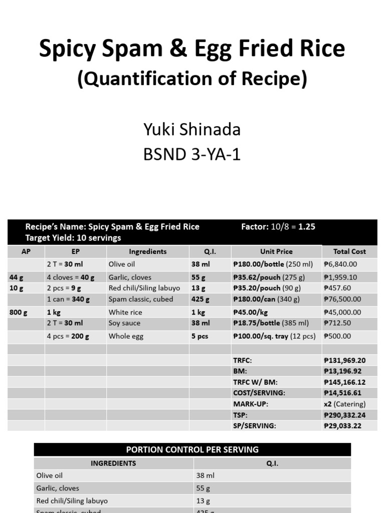 FDSS2 Quantification of Recipe Sample PDF Sauce Western Cuisine