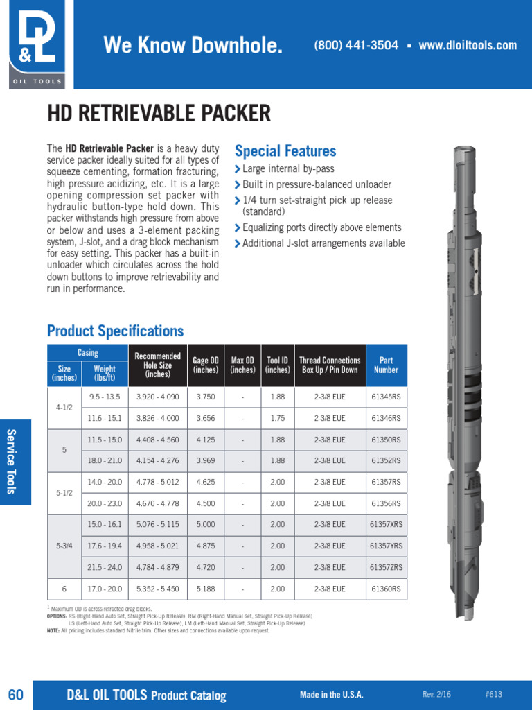 HD Retrievable Packer 87020661 | PDF