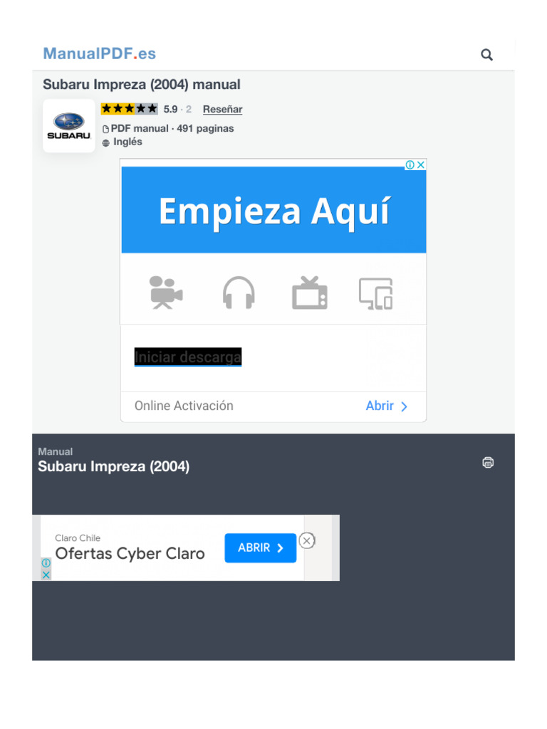 Manual Subaru Impreza (2004) (491 Páginas) | PDF