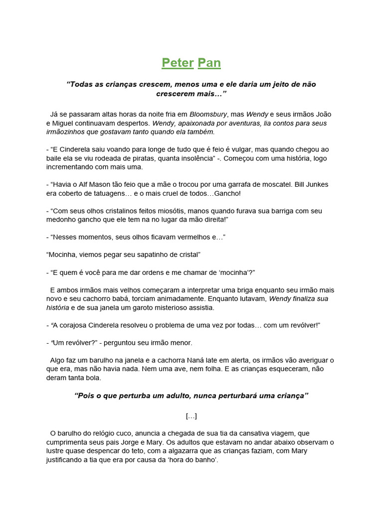 Adaptação Peter Pan | PDF