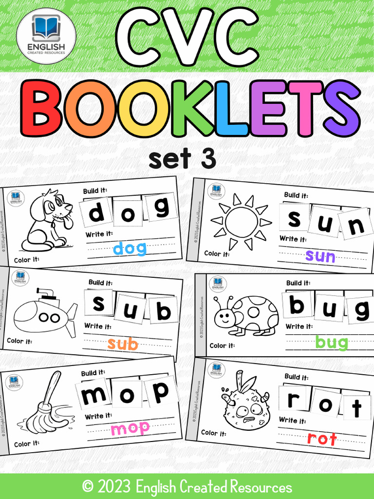 CVC Booklets Set Three Copyright 2023 English Created Resources | PDF