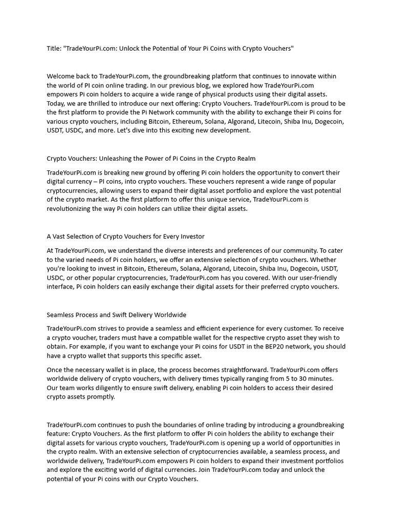 Crypto Vouchers | PDF | Cryptocurrency | Money