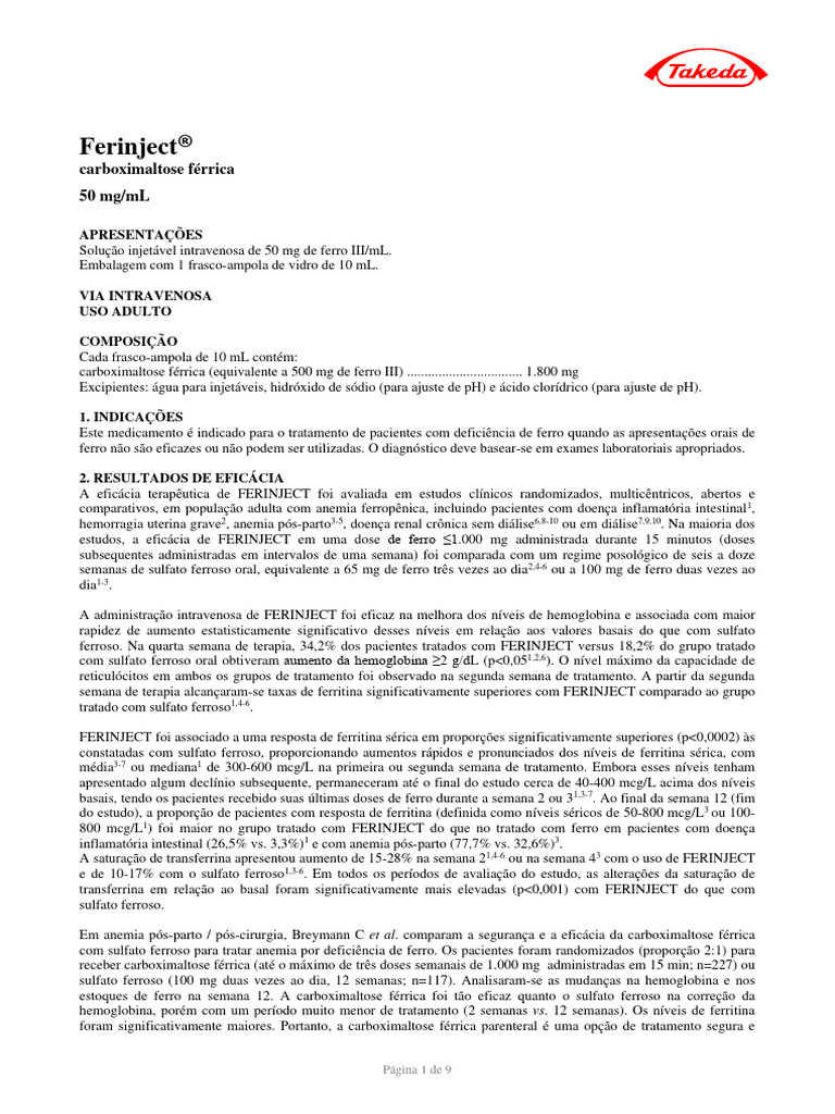 Ferinject Bula Vps | PDF | Ferro | Anemia