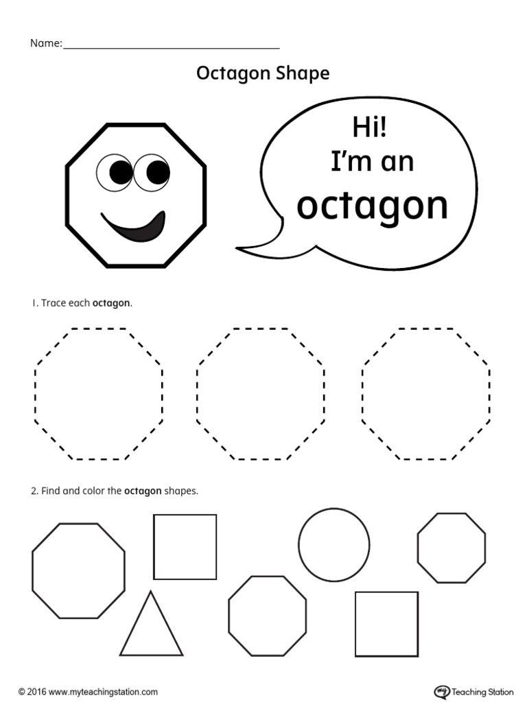 Trace and Color Octagon Shapes PDF