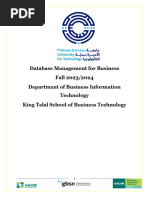 Database Management For Business Fall 2023/2024 Department of Business Information Technology King Talal School of Business Technology