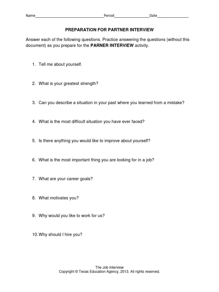 Preparation for partner interview pdf