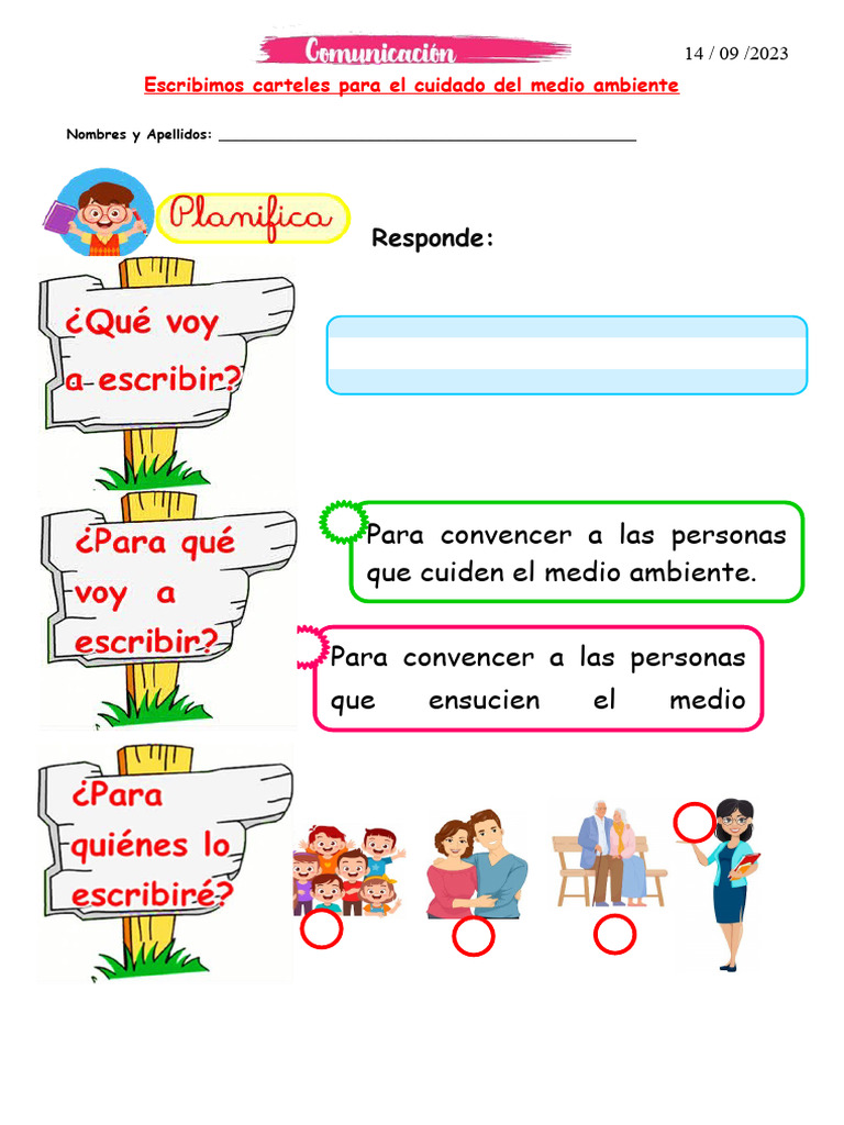 Ficha Escribimos Carteles para El Cuidado Del Medio Ambiente | PDF
