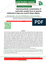 Assessment of Selected Pesticide Contamination of Surface and Ground Water Samples From An Agrarian Settlement in Kuje Area Council, Abuja, Nigeria