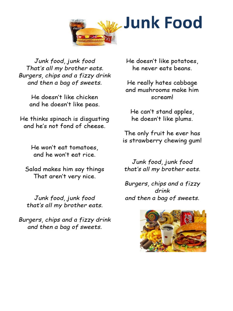 Junk Food Song Jazz Chant PDF