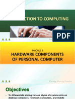 Introduction To Computing - Module 3 - Hardware Components of Personal Computer