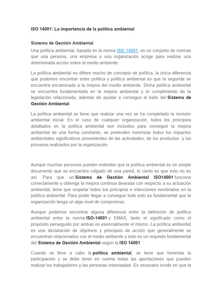Importancia de la política ambiental | PDF | Política de medio ambiente
