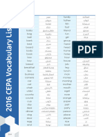 Translated Vocabulary List, English