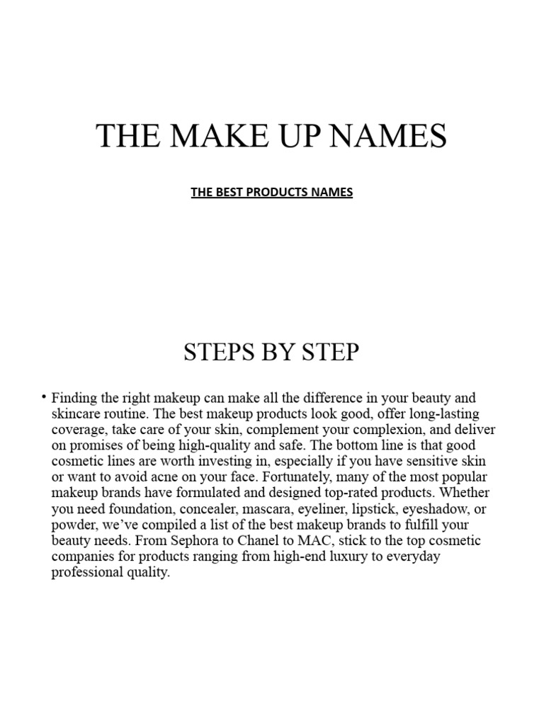 The Make Up Names  PDF