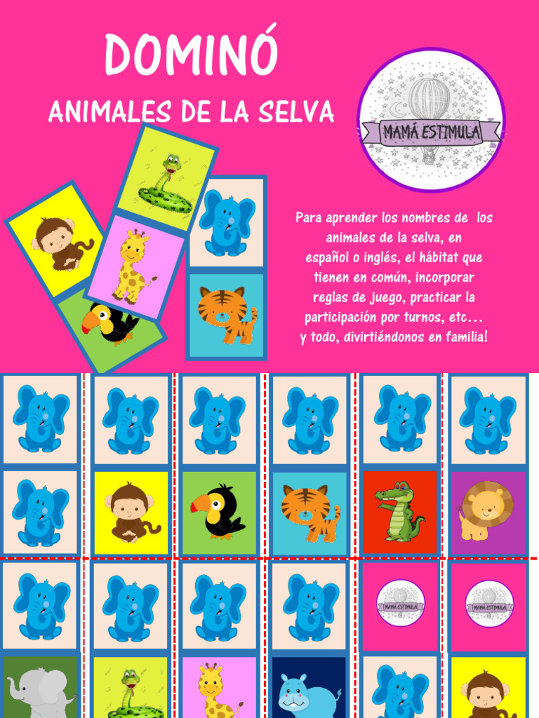 Dominó De Madera Selva – Juego De 28 Piezas Reversibles Con Animales Y Puntos Para Contar, Aprendizaje Divertido Para Niños +2 Años, Desarrollo De La Atención Y Sociabilidad