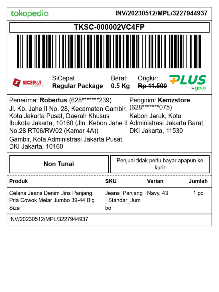 Pengaturan Label Pengiriman - Tokopedia | PDF