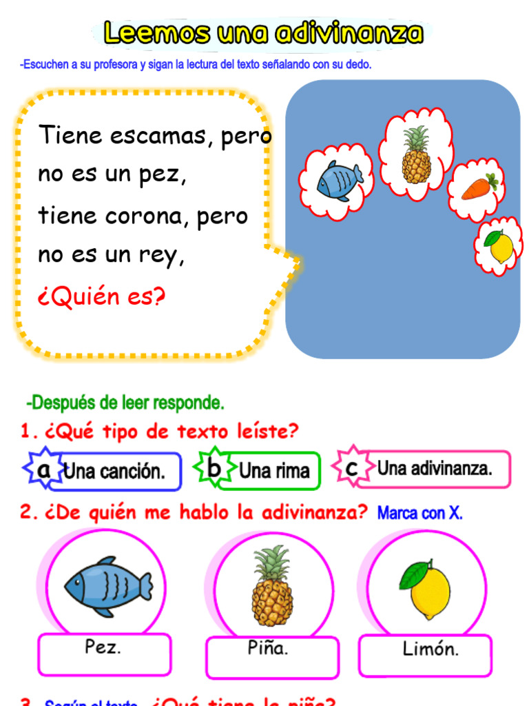 F. Leemos Adivinanzas de Alimentos | PDF