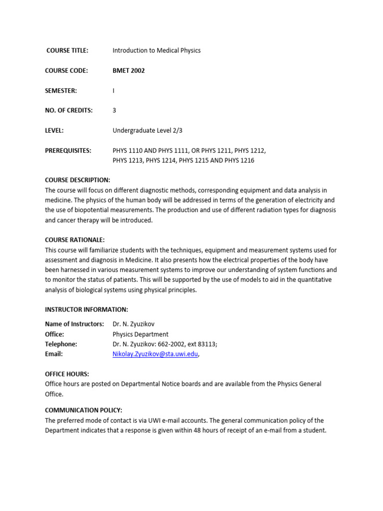 Introduction to Medical Physics Course | PDF | Radiation Therapy ...