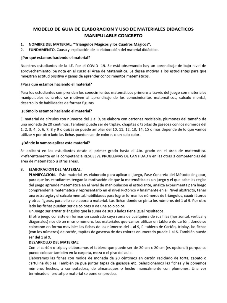 Guía de Materiales Didácticos Matemáticos | PDF | Aprendizaje | Triángulo
