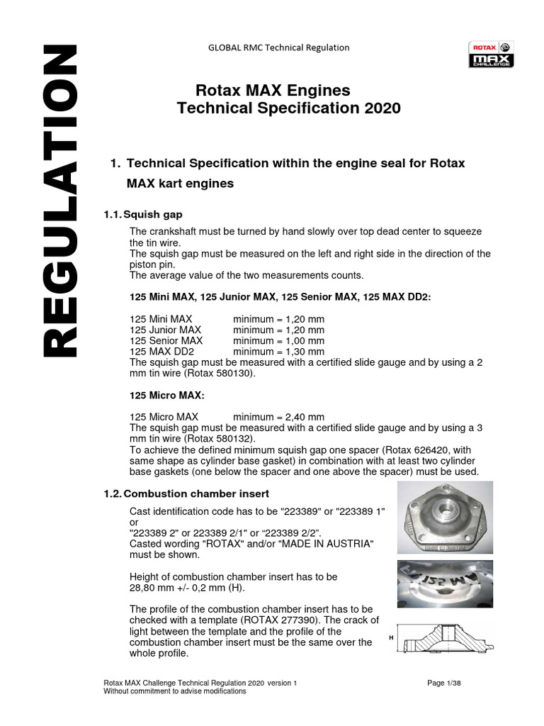 Rotax MAX Engine Specifications 2020 | PDF | Piston | Carburetor