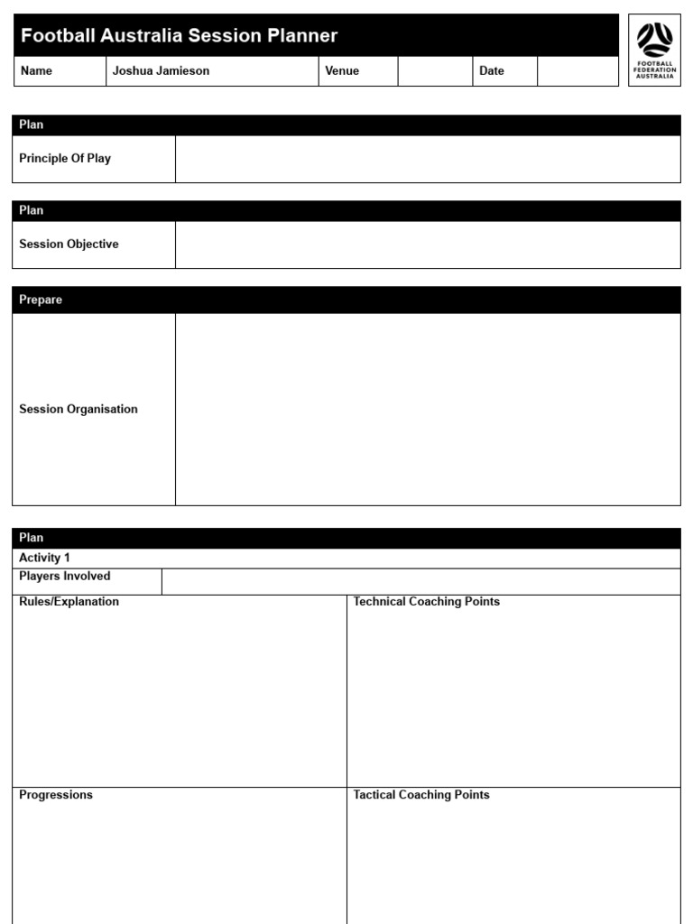 Football Session Planner Template | PDF