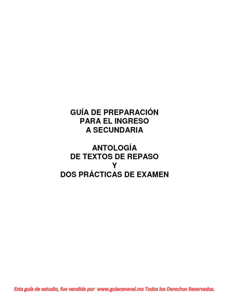 Guía de Estudio para Ingreso a Secundaria | PDF