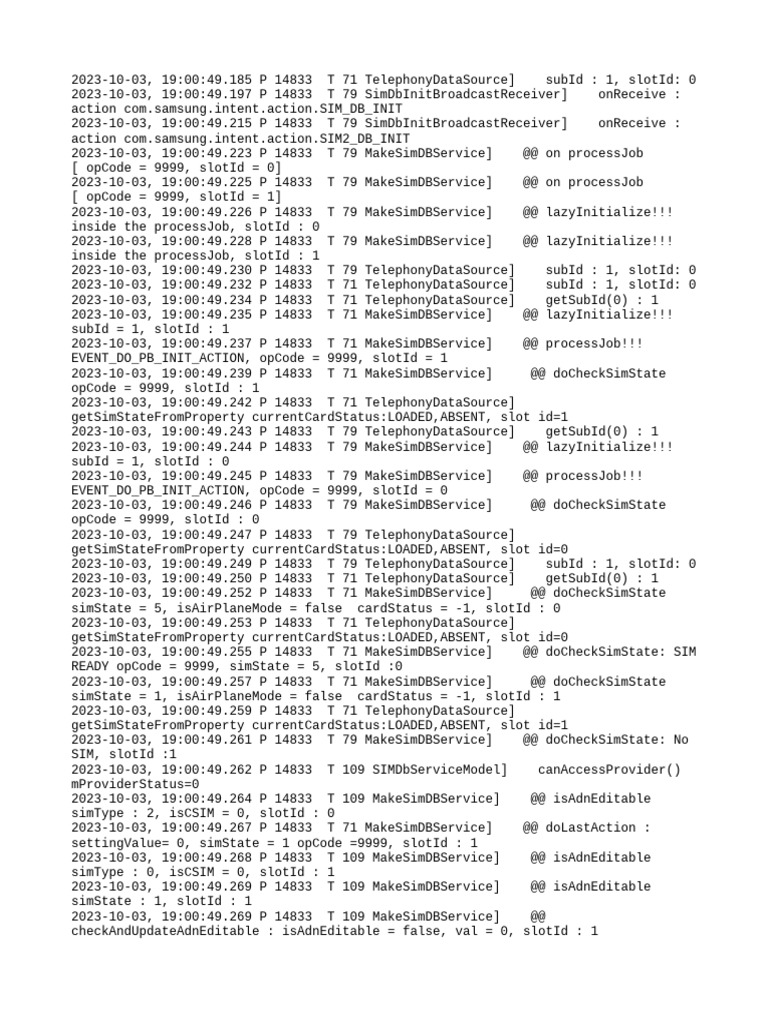 SIM Database Initialization Logs | PDF | Business