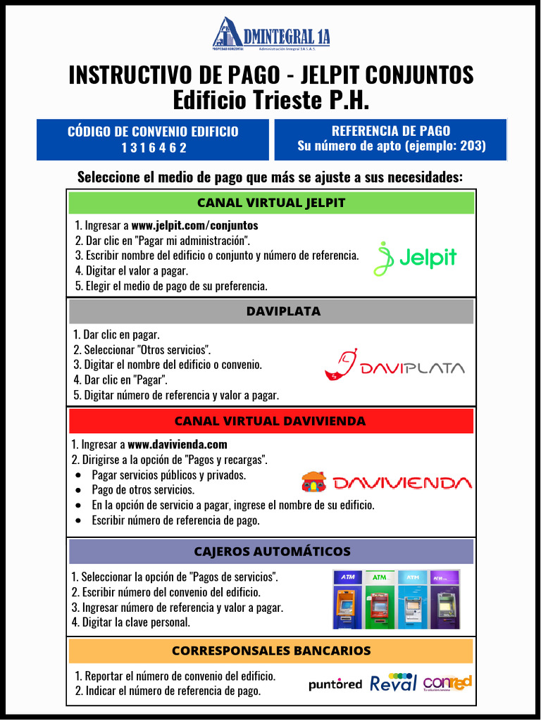 Instructivo de Pago Administración Jelpit | PDF | Finanzas y dinero
