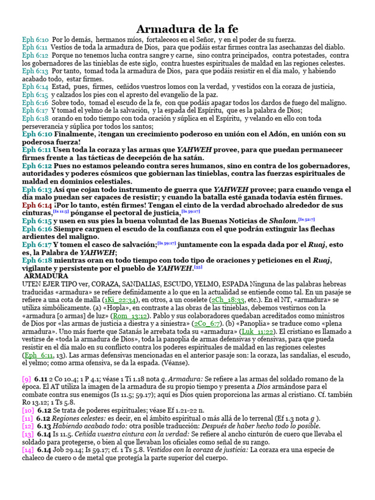 La Armadura de Dios en Efesios | PDF | Armadura