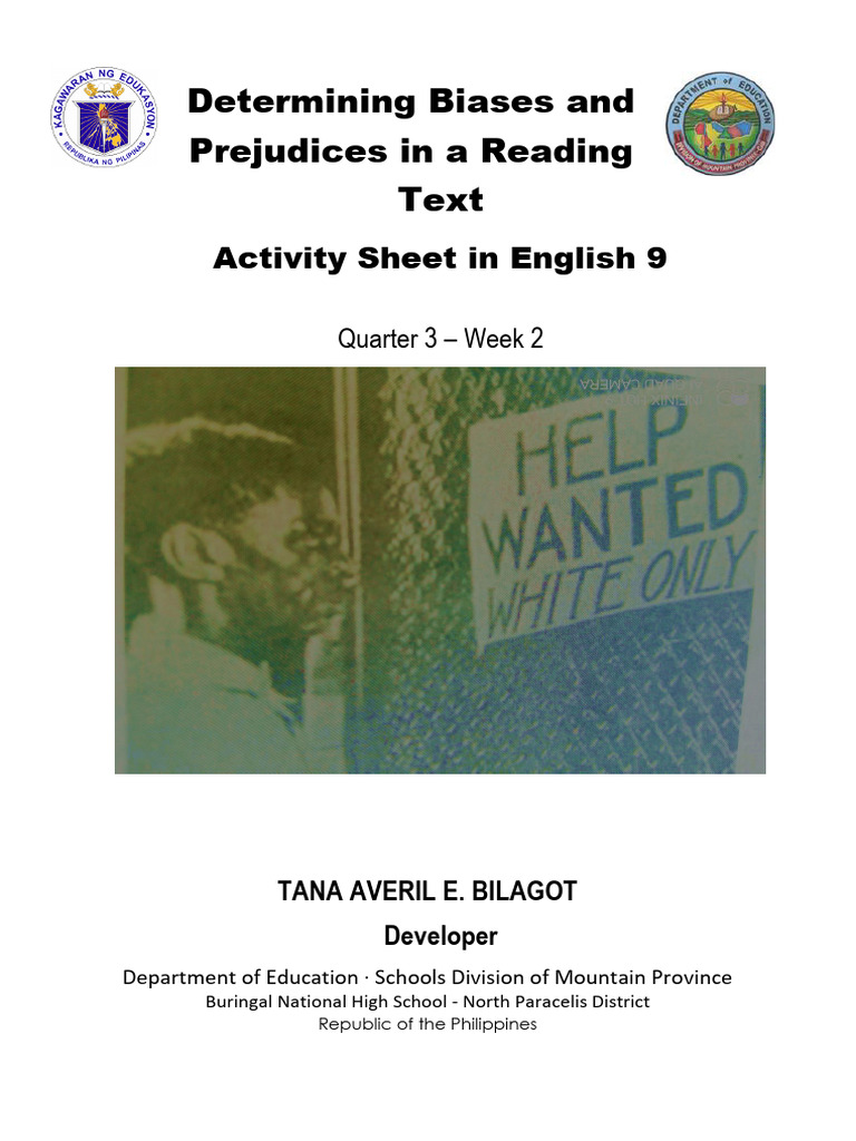 English 9 las q3 w2 determining biases and prejudices in a reading text