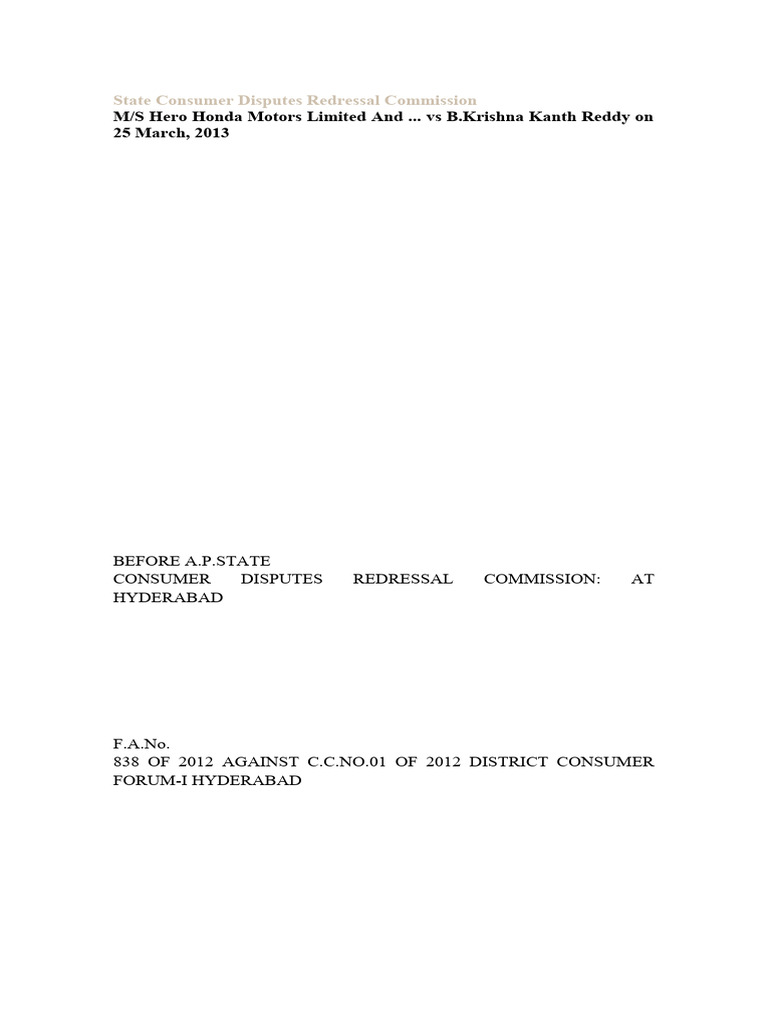 State Consumer Disputes Redressal Commission PDF