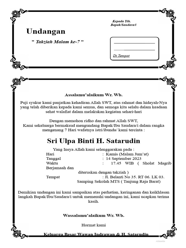 Undangan Takziah Malam Ke7 Repaired Pdf