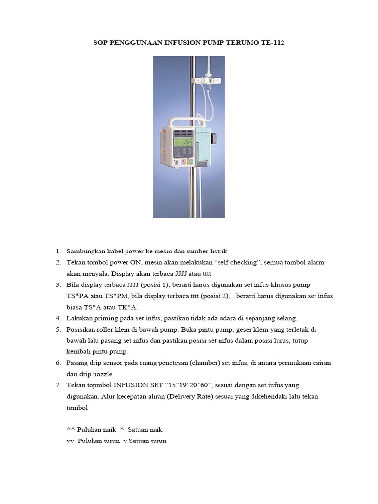 Sop Infusion Pump Terumo Te112 PDF