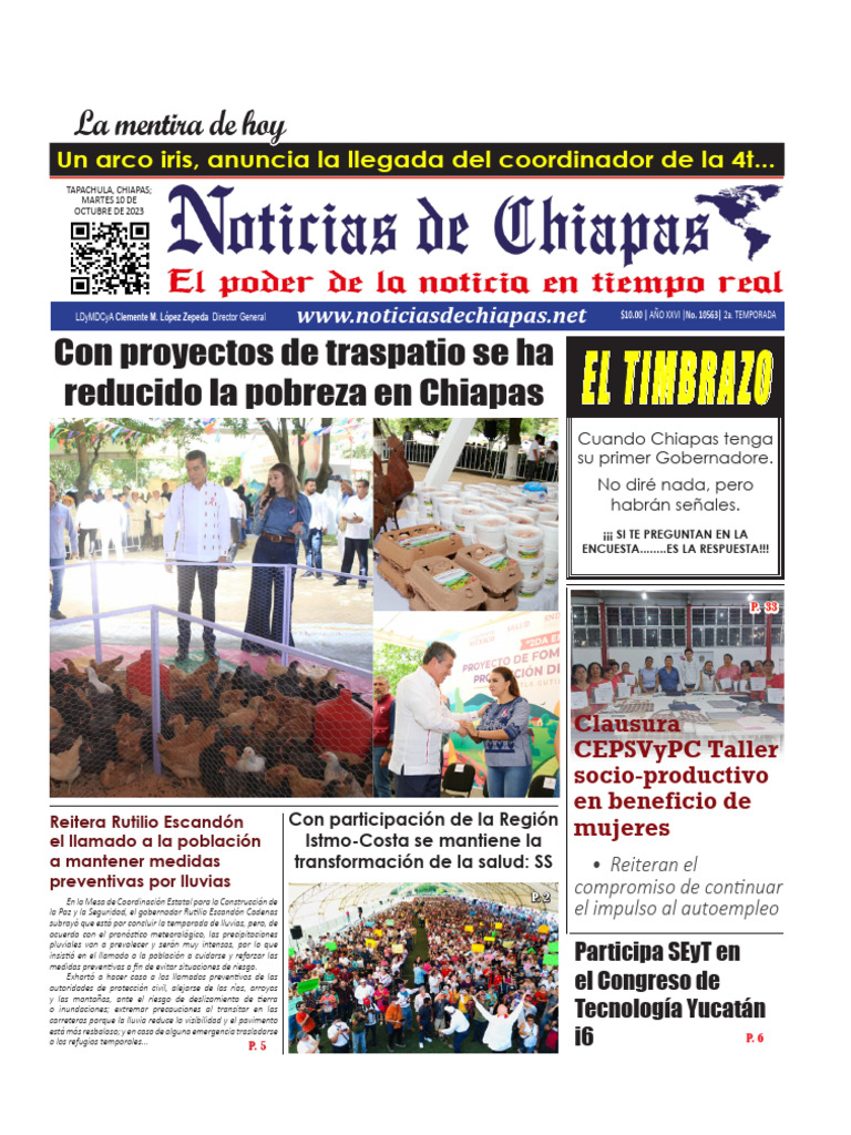 Periódico Noticias de Chiapas, Edición Virtual Martes 10 de Octubre de ...