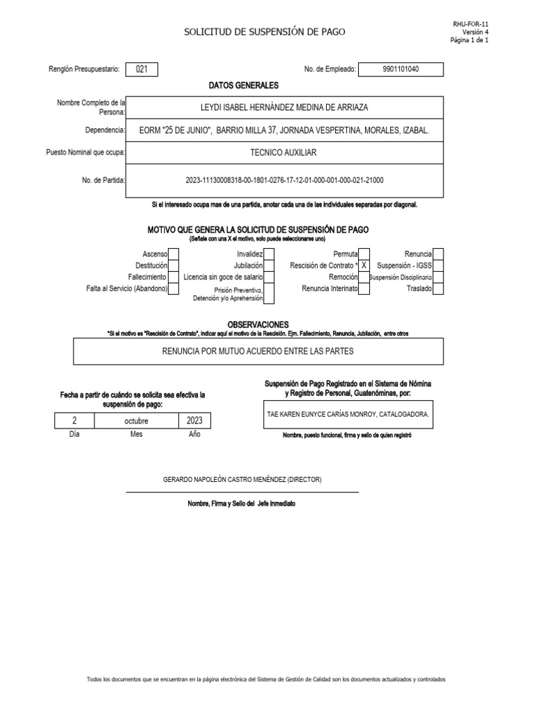 Solicitud de Suspension de Pago Leydi Hernández 021 01062023 RhuFor