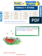 Sílaba Átona y Tónica para Tercer Grado de Primaria