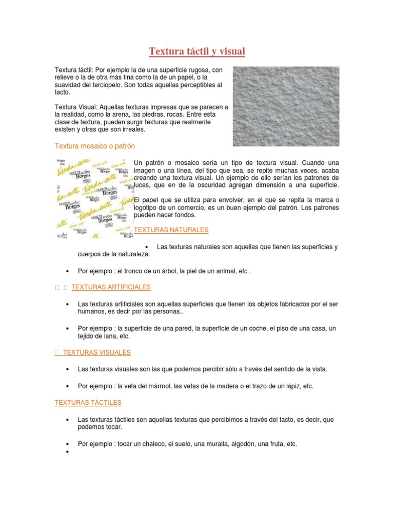 Tipos de Texturas Táctiles y Visuales | PDF | Lentes | Naturaleza
