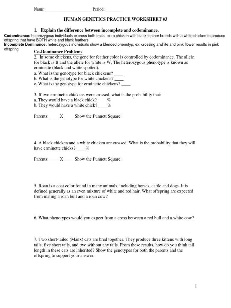 Codominance and Incomplete Dominance Problems | PDF