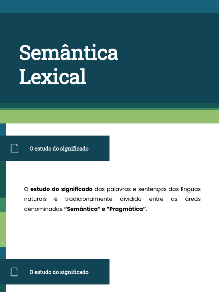 Semântica e Pragmática: Significados Lexicais | PDF | Palavra | Linguística