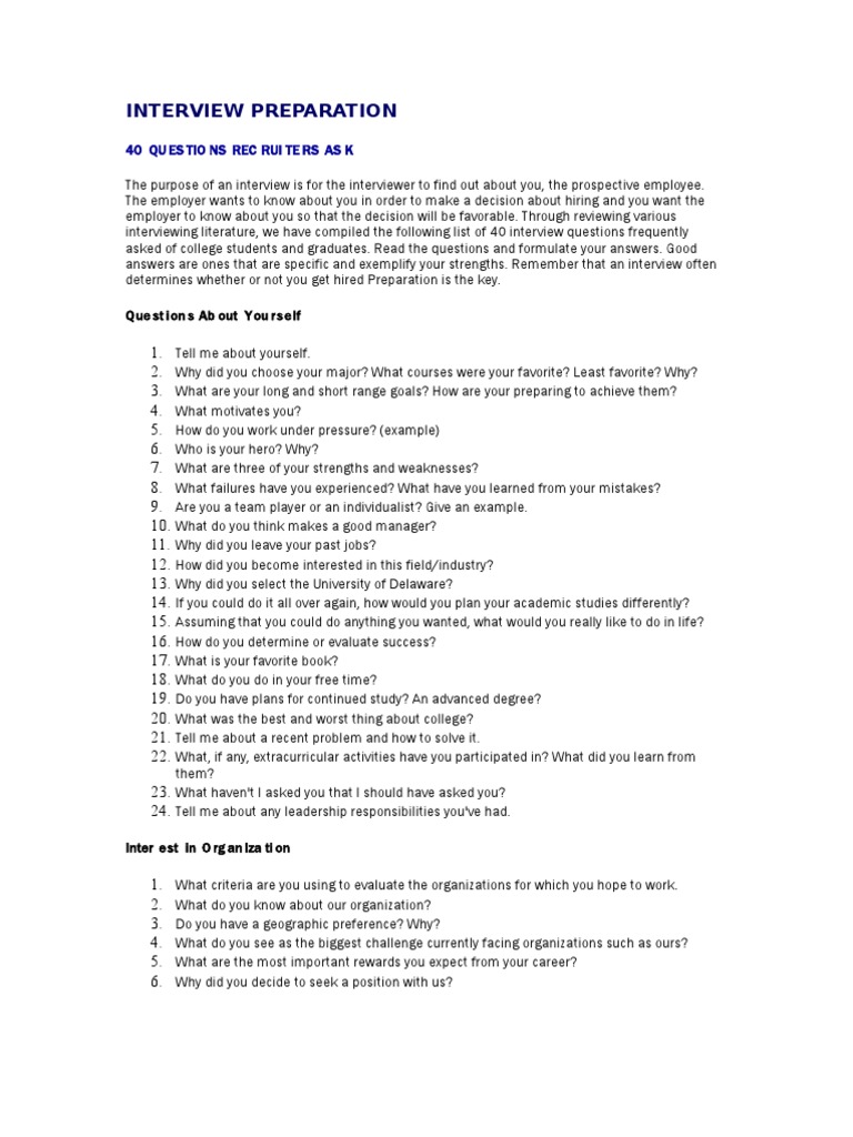 Essential Interview Preparation Guide | PDF | Interview | Job Interview