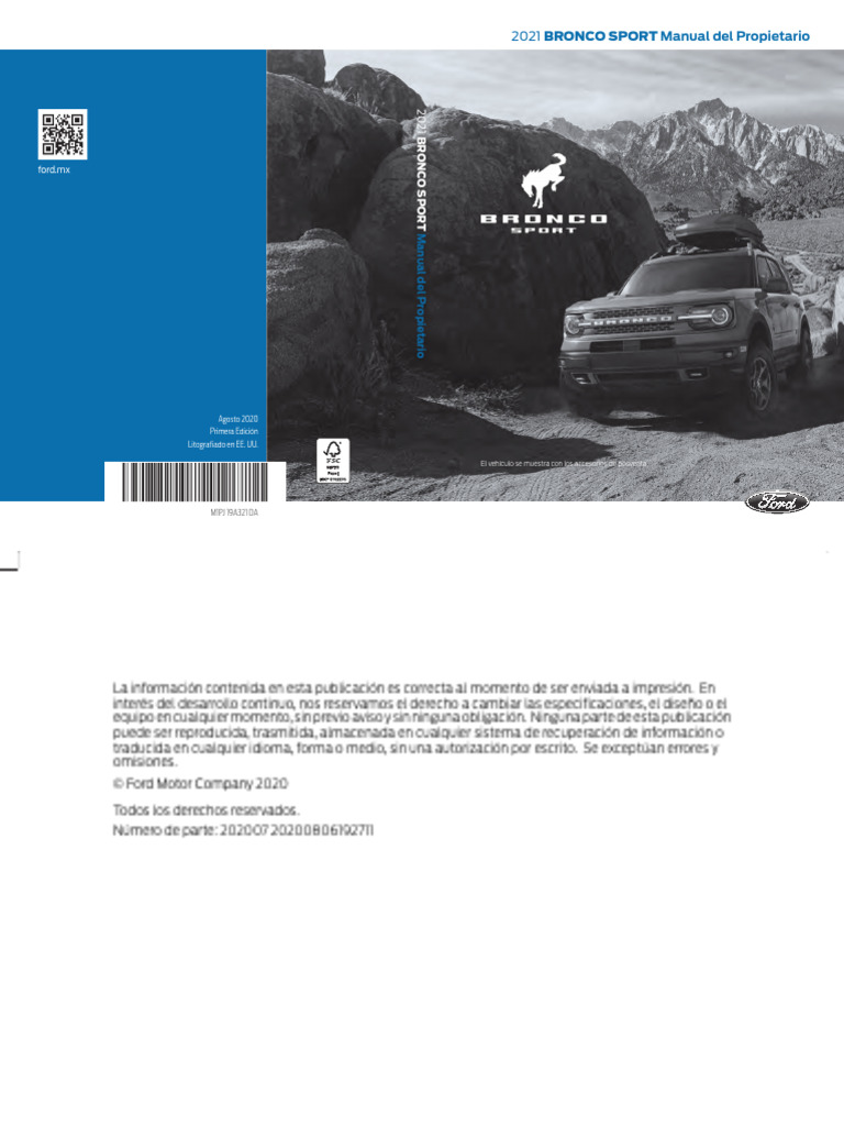 2021 Ford Bronco Sport Owners Manual Version 1 Om ES MX 08 2020 1 PDF