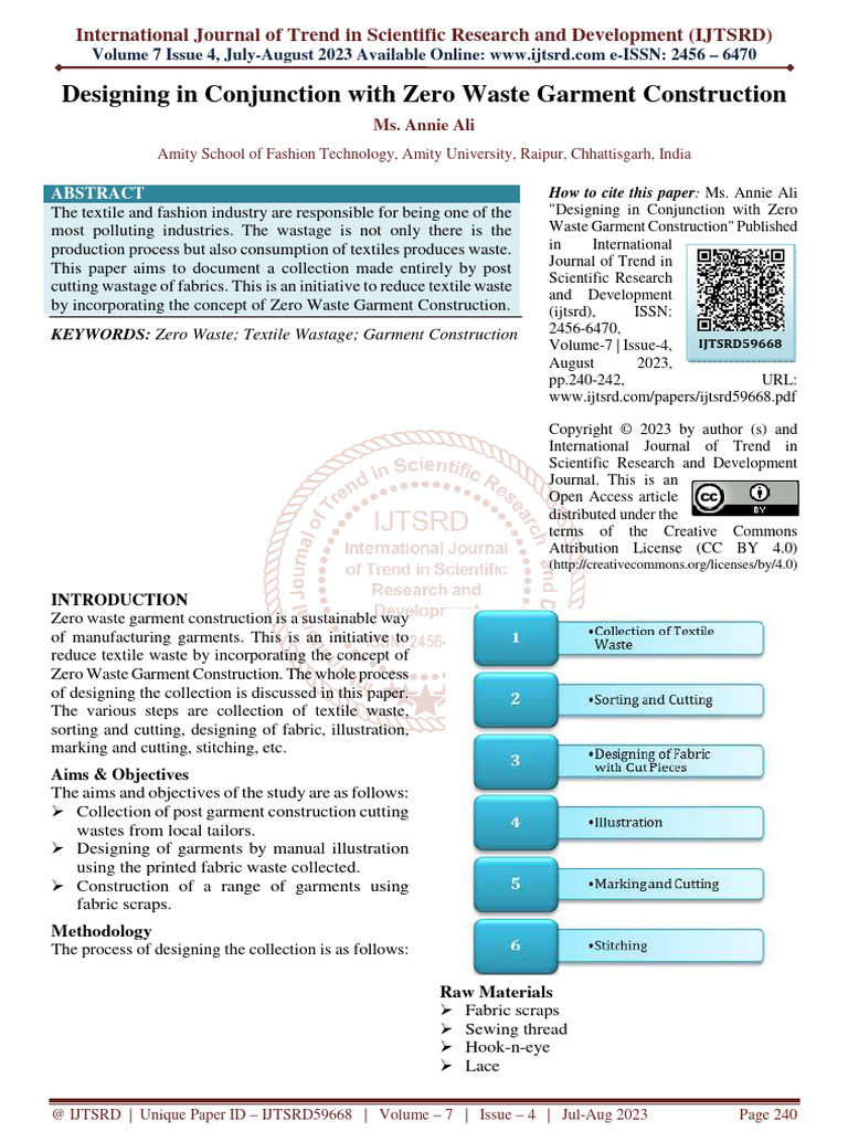 Designing in Conjunction With Zero Waste Garment Construction PDF