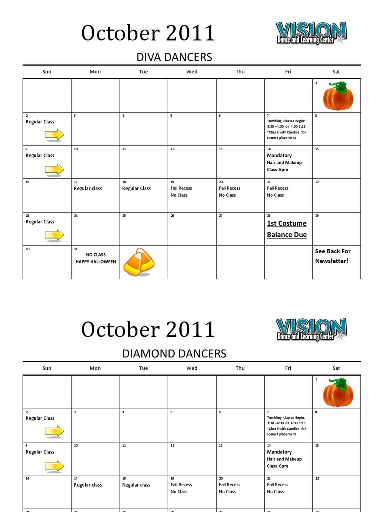 October Dance Class Schedule | PDF