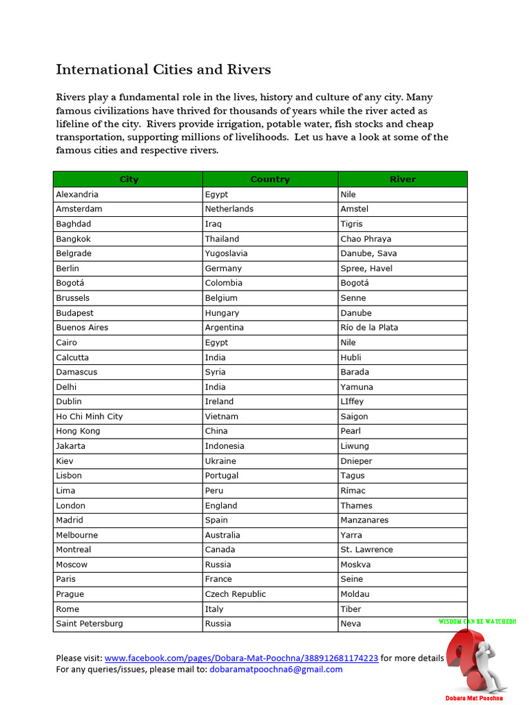 International Cities and Rivers | PDF