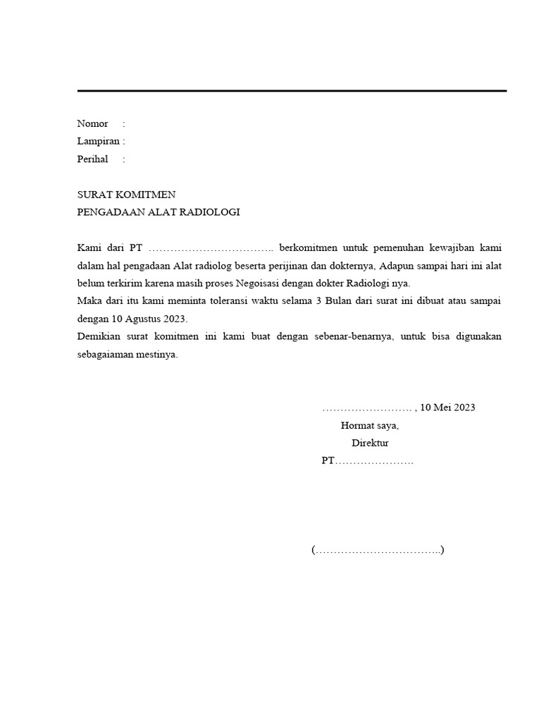 Redaksi Surat Komitmen Radiologi | PDF