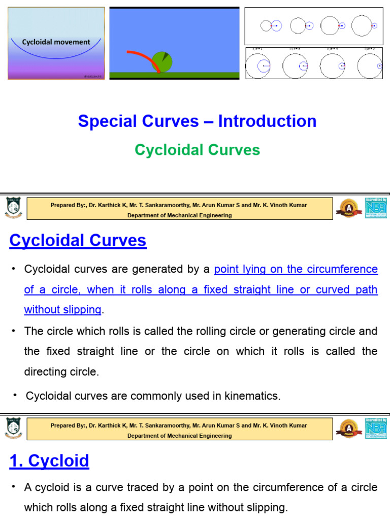 Cycloidal Curves in Mechanical Engineering | PDF | Circle | Geometry