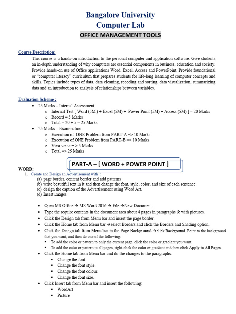 Office Management Tools Lab Manual | PDF