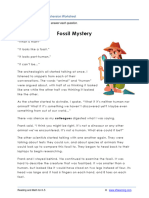 Reading Comprehension Worksheet and Kid's Fable - Fossil Mystery