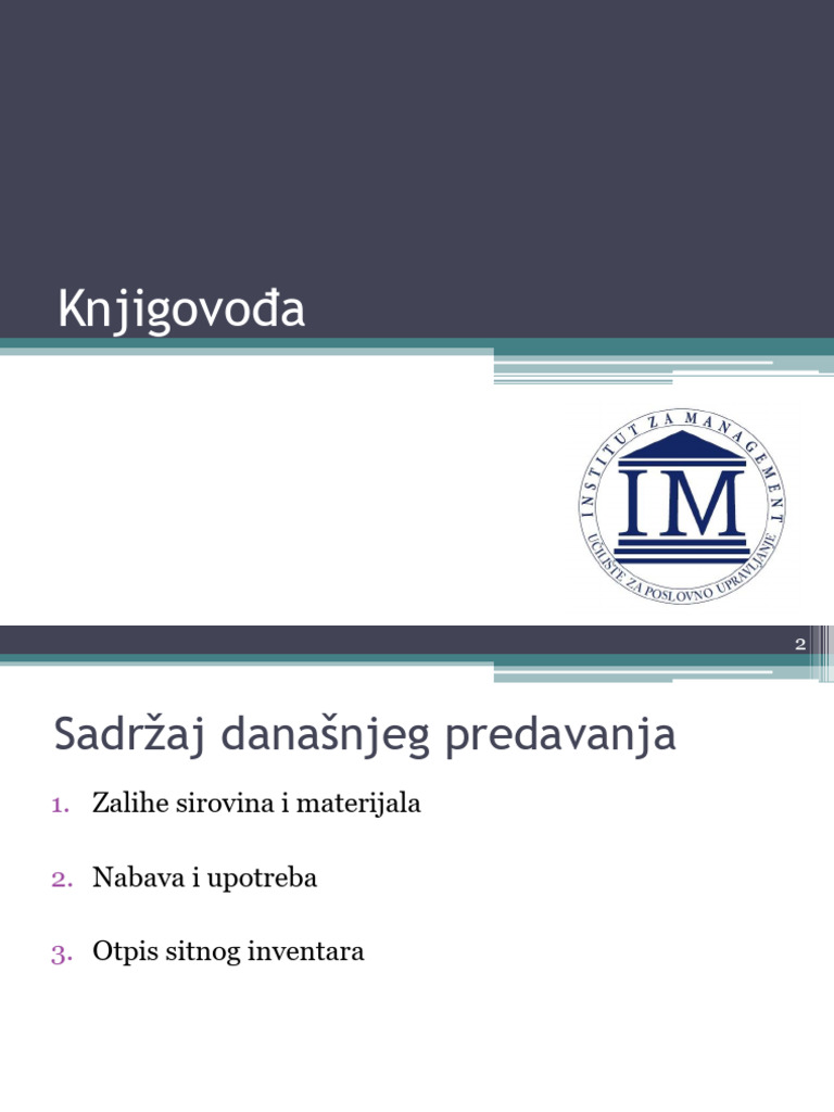 Predavanje - Zalihe Sirovina I Materijala, Nabava, Otpis | PDF