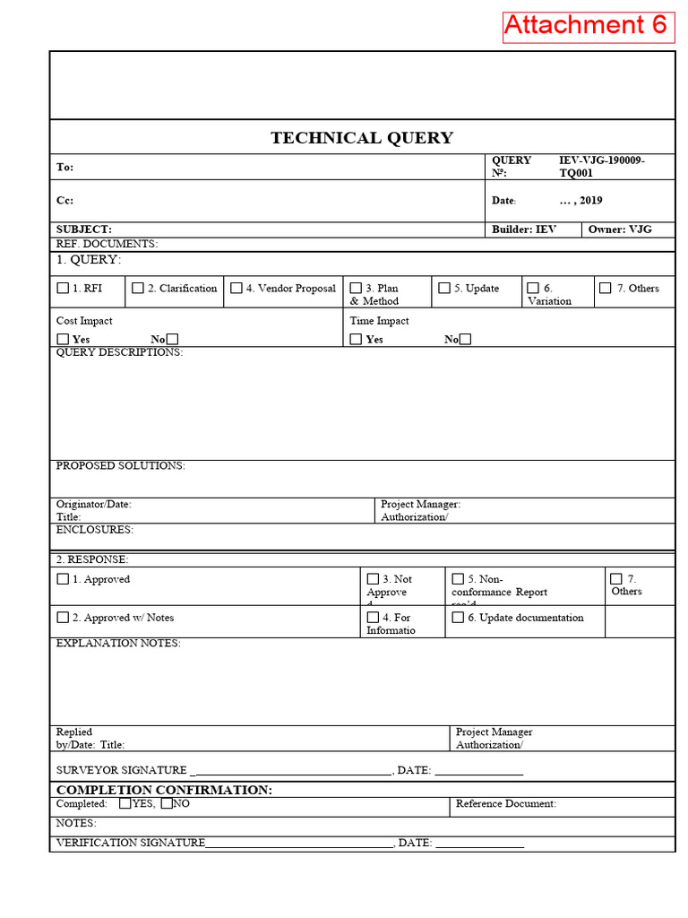 Attachment 6 Technical Query Form | PDF