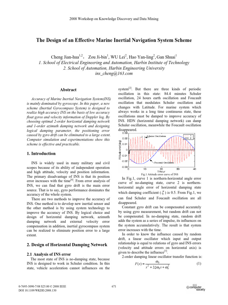 Marine Inertial Navigation System Design | PDF